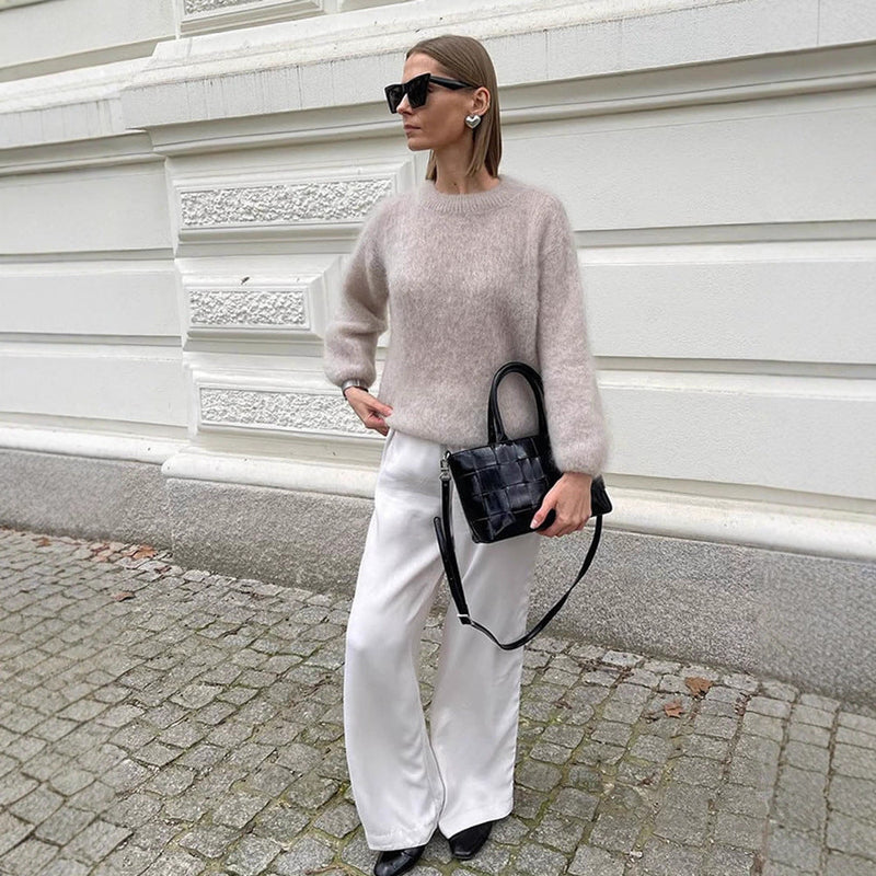 Strickpullover mit Volumenärmeln für Damen