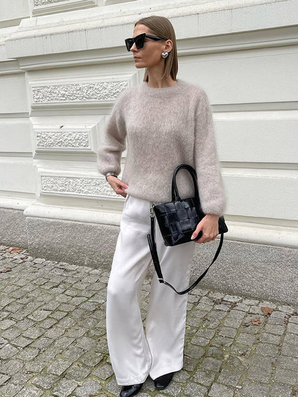 Strickpullover mit Volumenärmeln für Damen