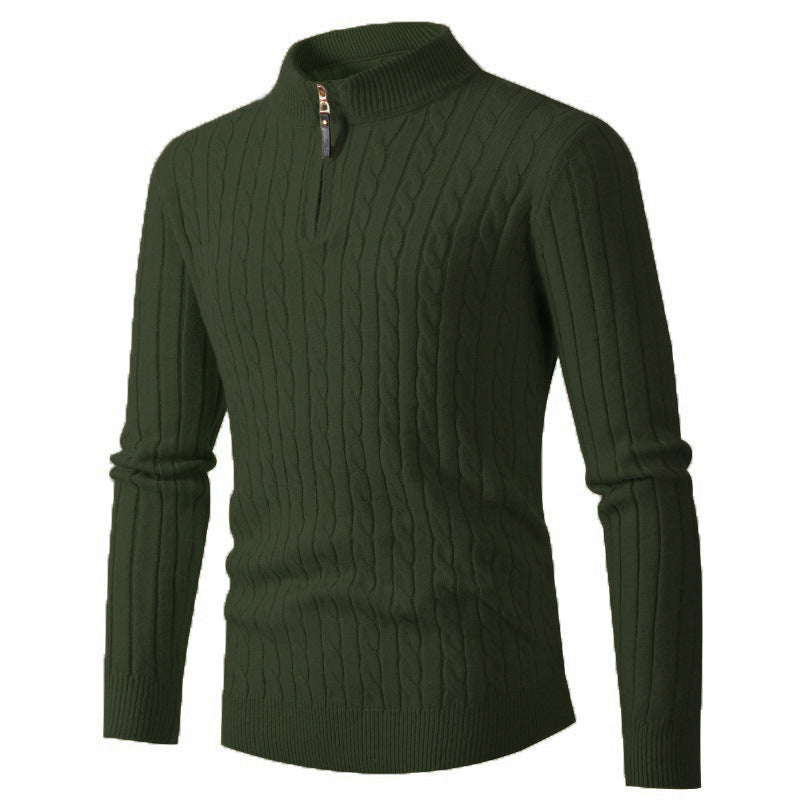 Herren Strickpullover mit Reißverschluss und eleganter Zopfmuster