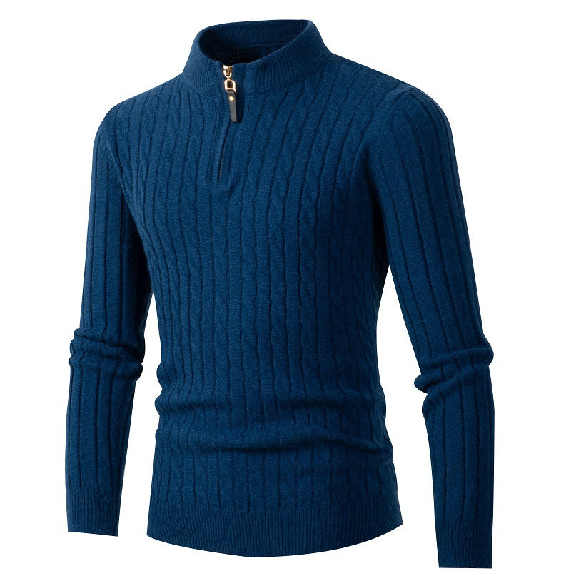 Herren Strickpullover mit Reißverschluss und eleganter Zopfmuster