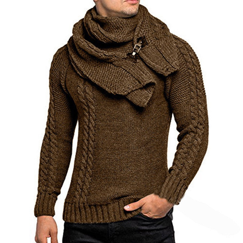 Herren Strickpullover mit integriertem Schal