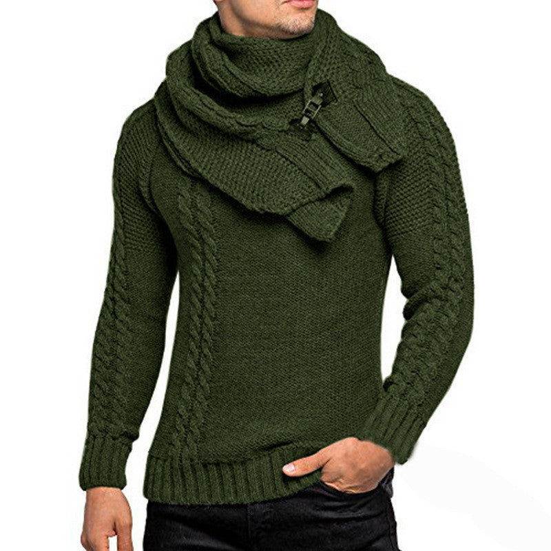 Herren Strickpullover mit integriertem Schal