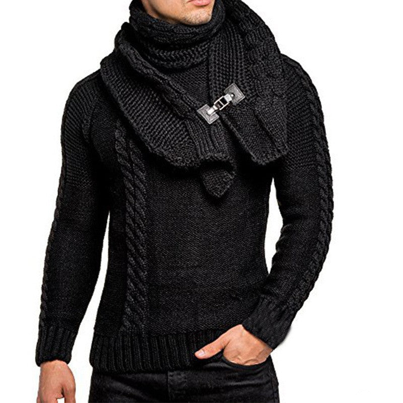 Herren Strickpullover mit integriertem Schal