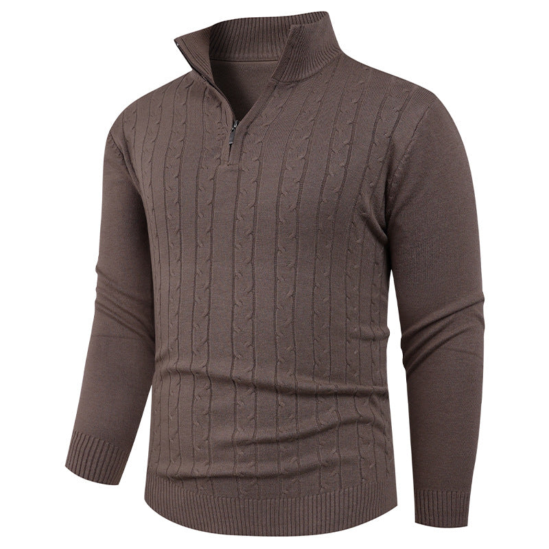 Strukturierter Zip-Kragen Pullover für Herren