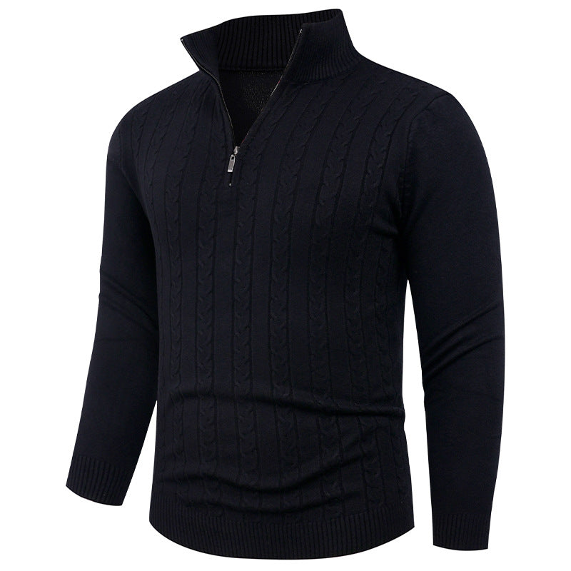 Strukturierter Zip-Kragen Pullover für Herren