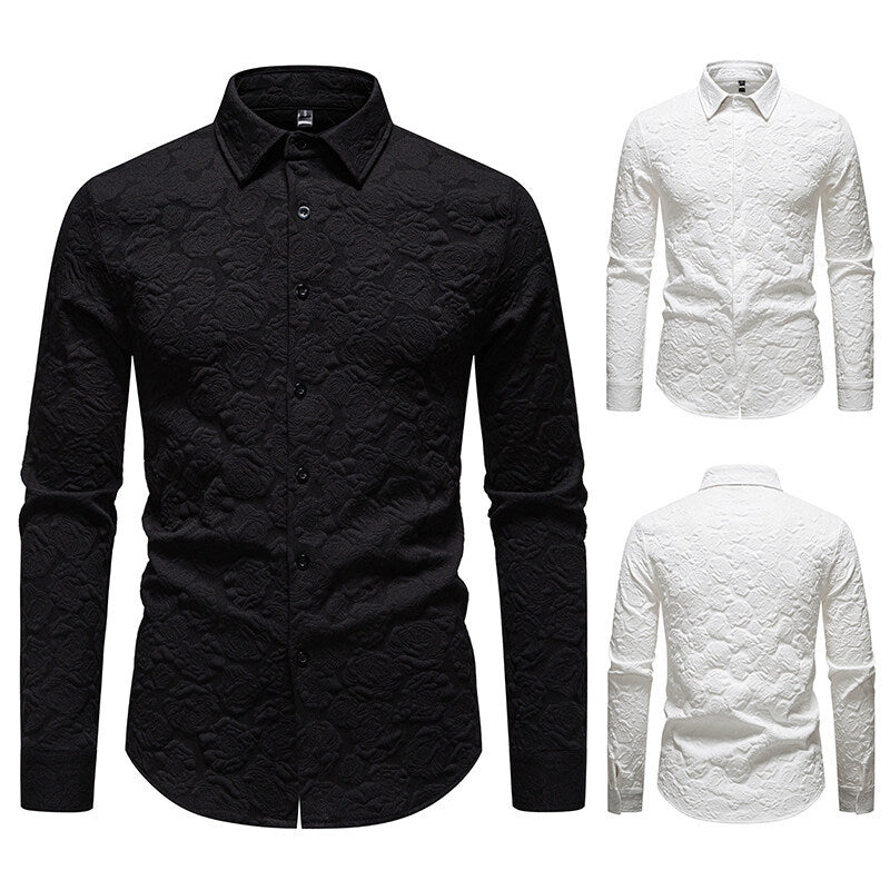 Strukturiertes Langarmhemd für Herren