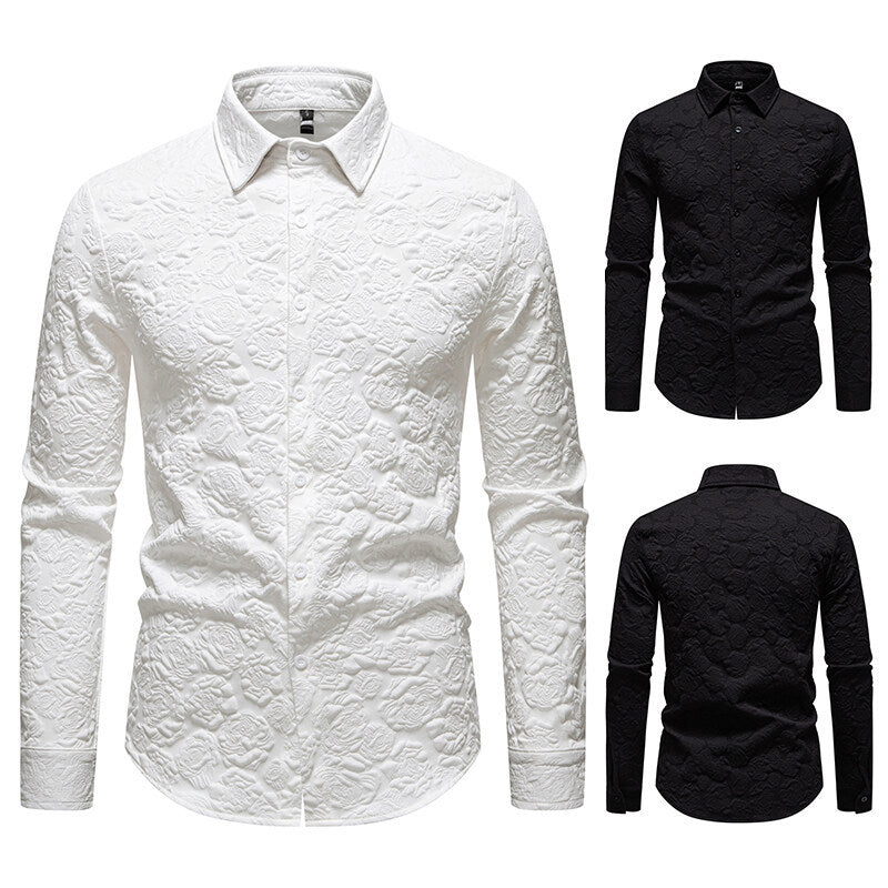 Strukturiertes Langarmhemd für Herren