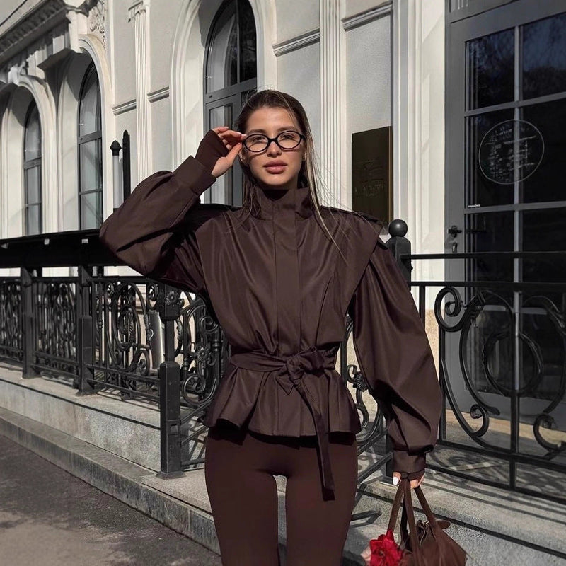 Stylische Bluse mit hohem Kragen für Damen