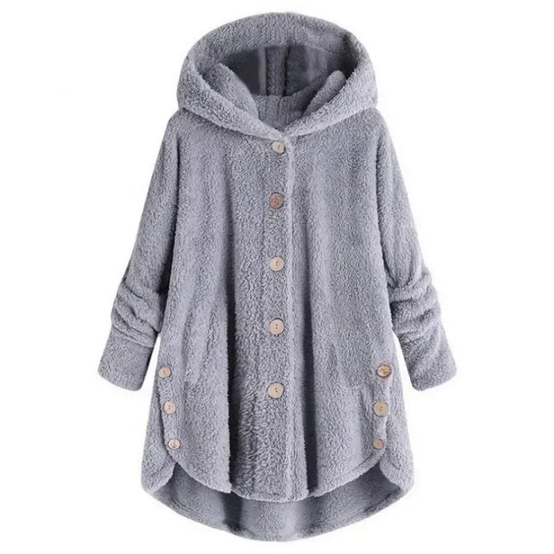 Stylische Fleece Jacke für Damen mit Kapuze