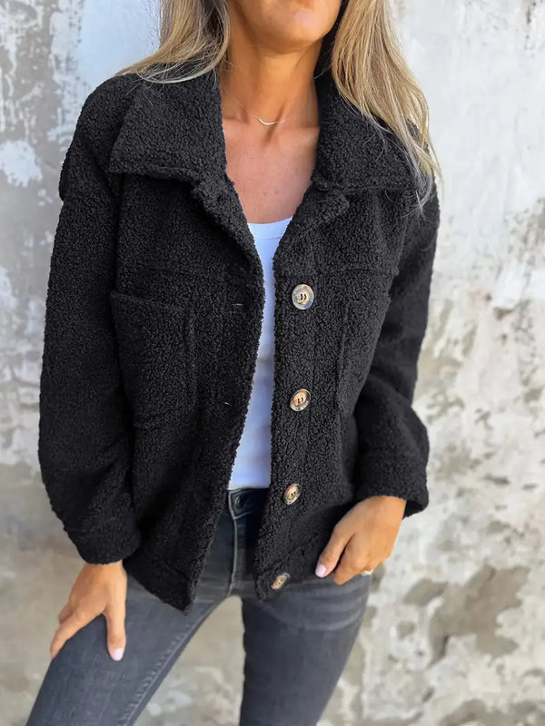 Teddy Mantel für Damen mit Reverskragen