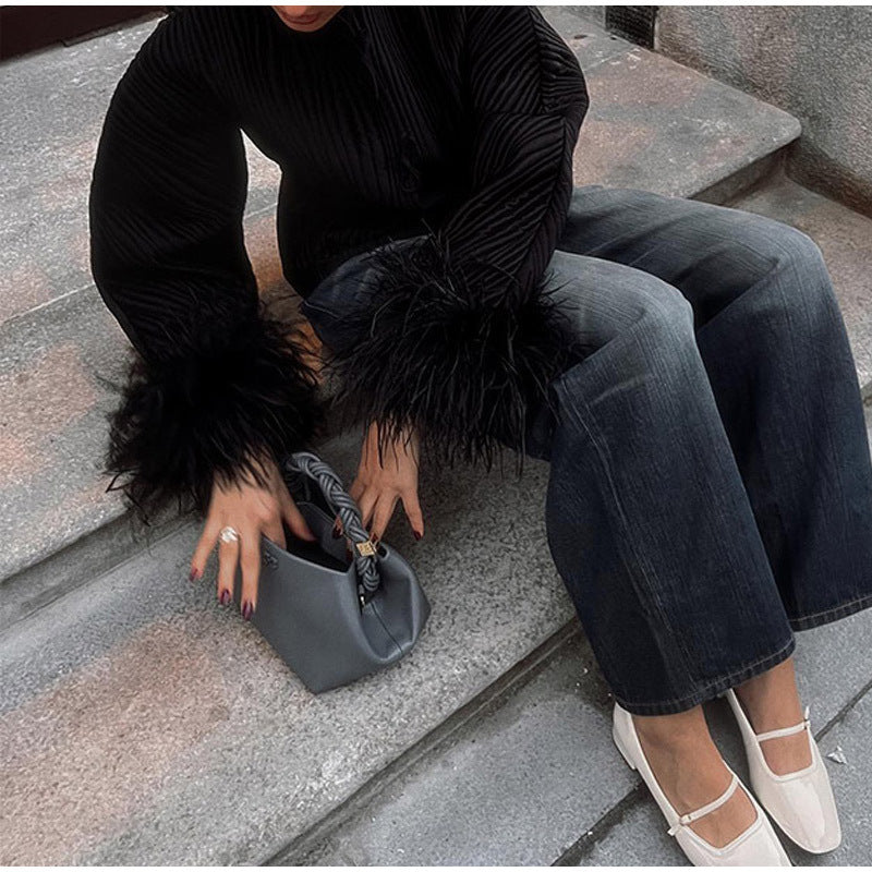 Quilted Jacke mit Voluminösen Federn für Damen