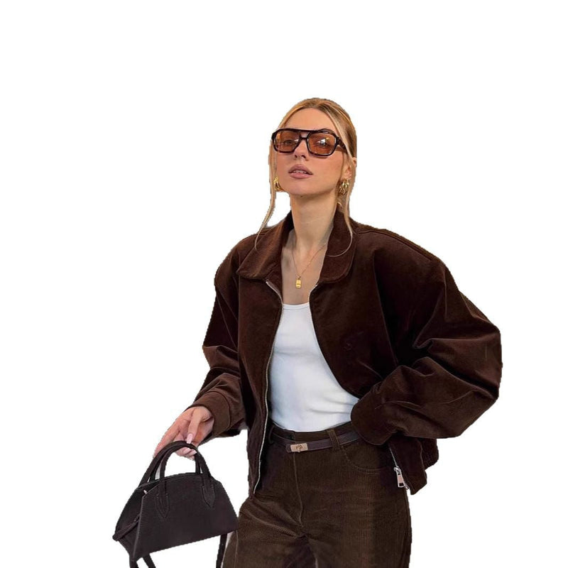 Suede Jacke für Damen mit Volumenärmeln