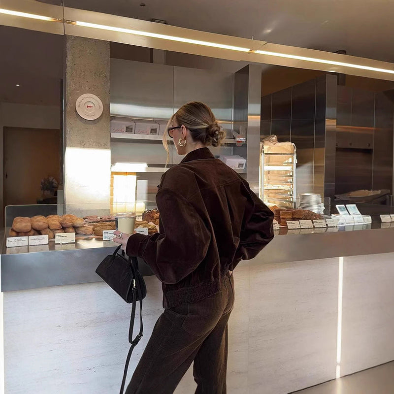 Suede Jacke für Damen mit Volumenärmeln