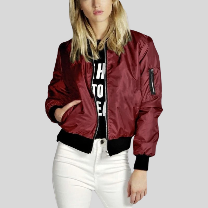 Übergangsjacke für Damen Bomber mit Rundhals
