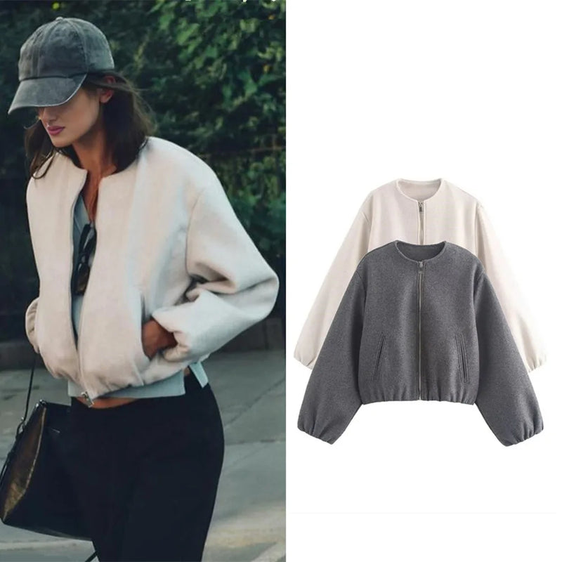 Übergangsjacke für Damen mit Rundhalsausschnitt