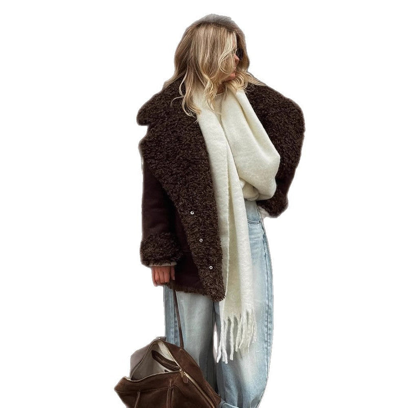 Übergangsjacke mit Voluminösem Kunstfellkragen für Damen