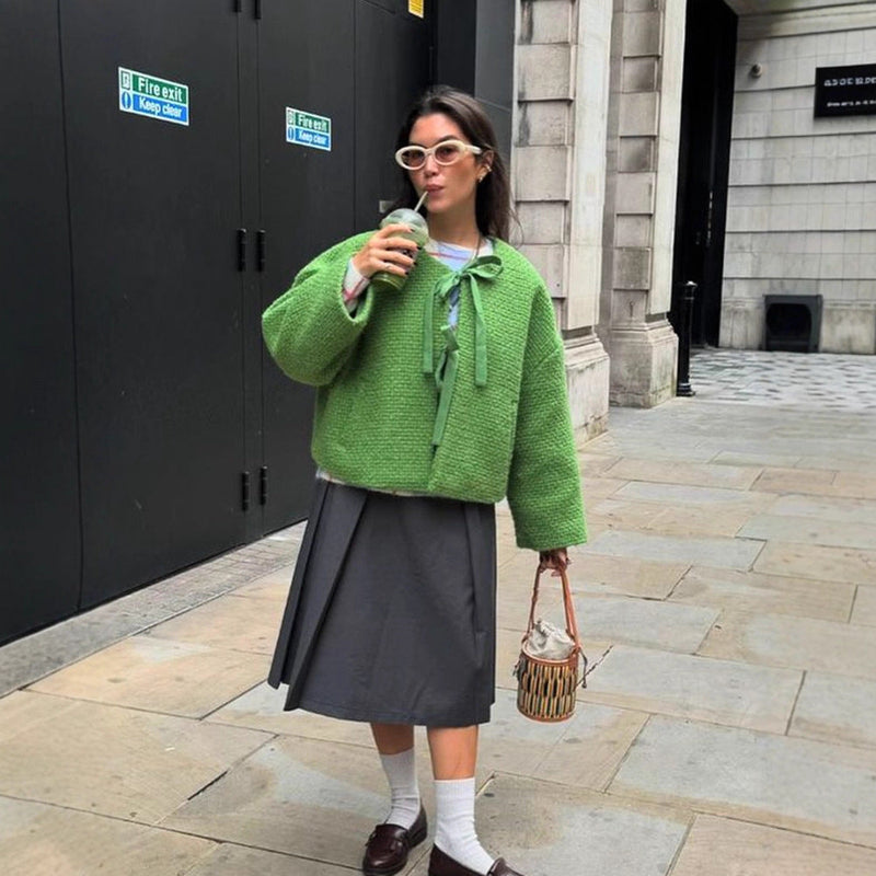 Übergroße Strickjacke mit Bindedetail für Damen