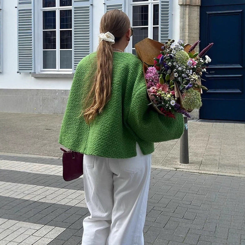 Übergroße Strickjacke mit Bindedetail für Damen