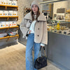 Übergroße Teddyjacke mit Knopfdetails für Damen