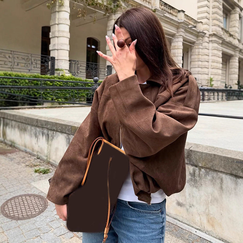 Übergroße Wildlederjacke für Damen