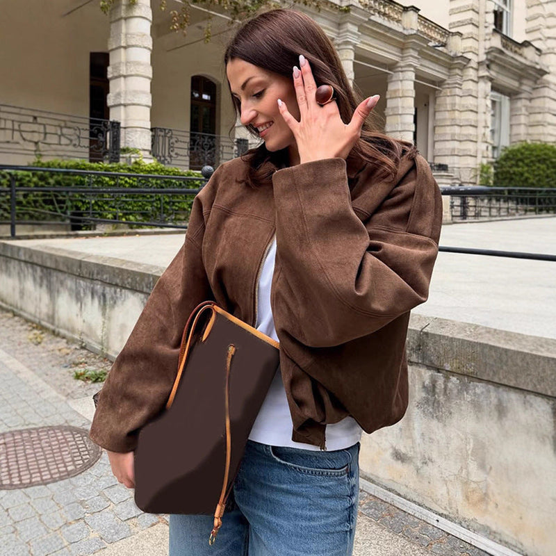 Übergroße Wildlederjacke für Damen