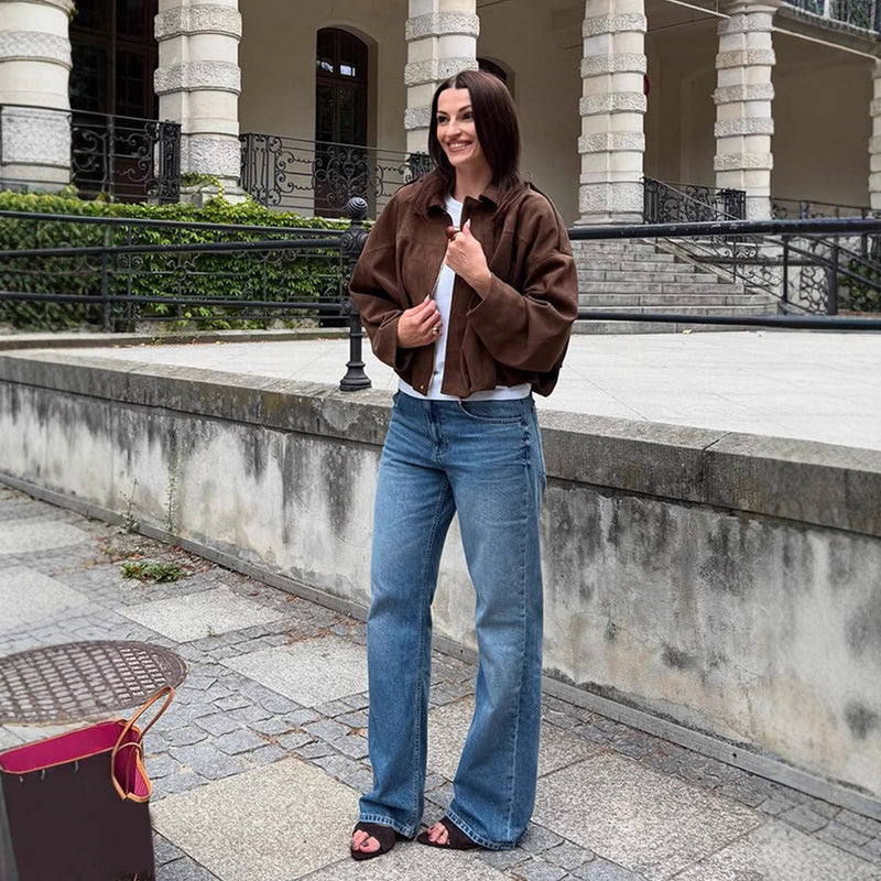 Übergroße Wildlederjacke für Damen