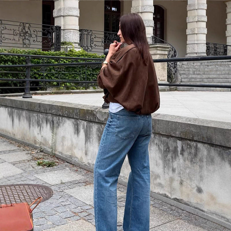 Übergroße Wildlederjacke für Damen