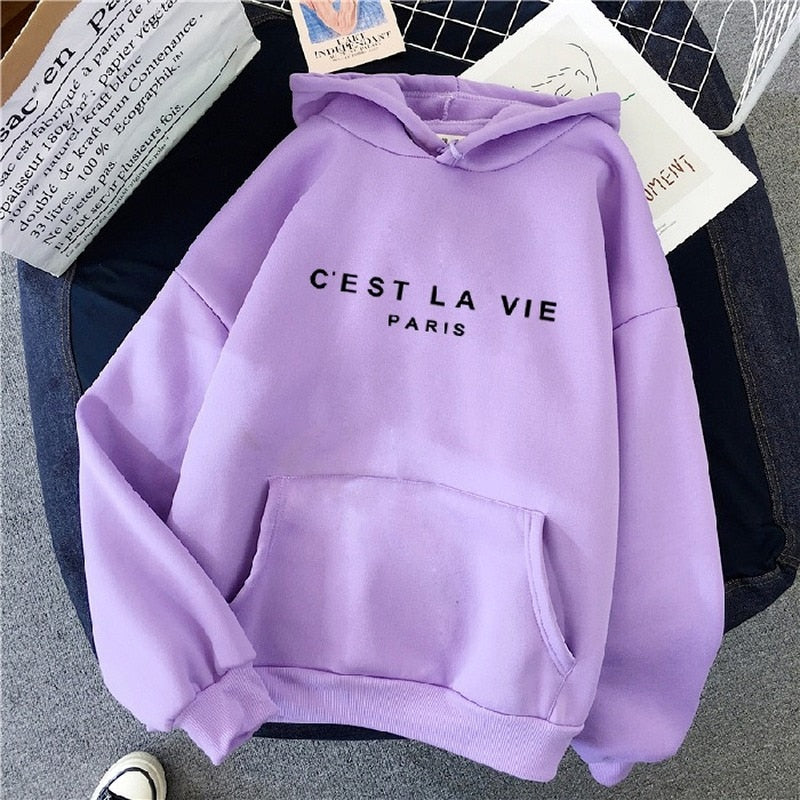 Übergroßer Kapuzenpullover mit Print für Damen