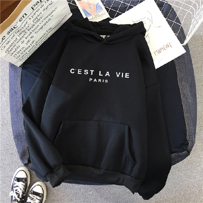 Übergroßer Kapuzenpullover mit Print für Damen