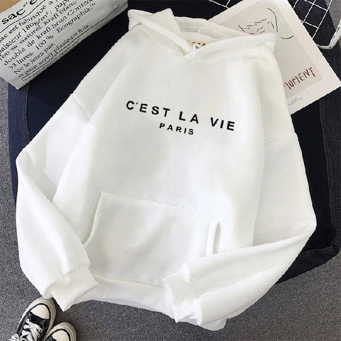 Übergroßer Kapuzenpullover mit Print für Damen