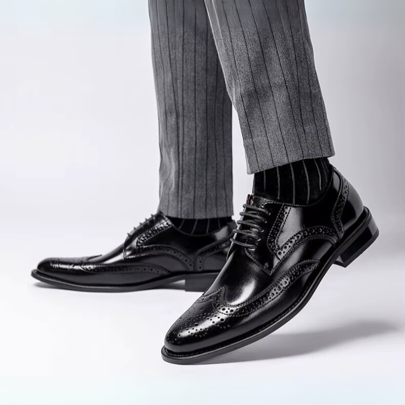 Herren-Leder-Brogue-Anzugschuhe mit gepolsterter Innensohle