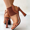 Damen-Sandalen mit Blockabsatz und Fesselriemchen