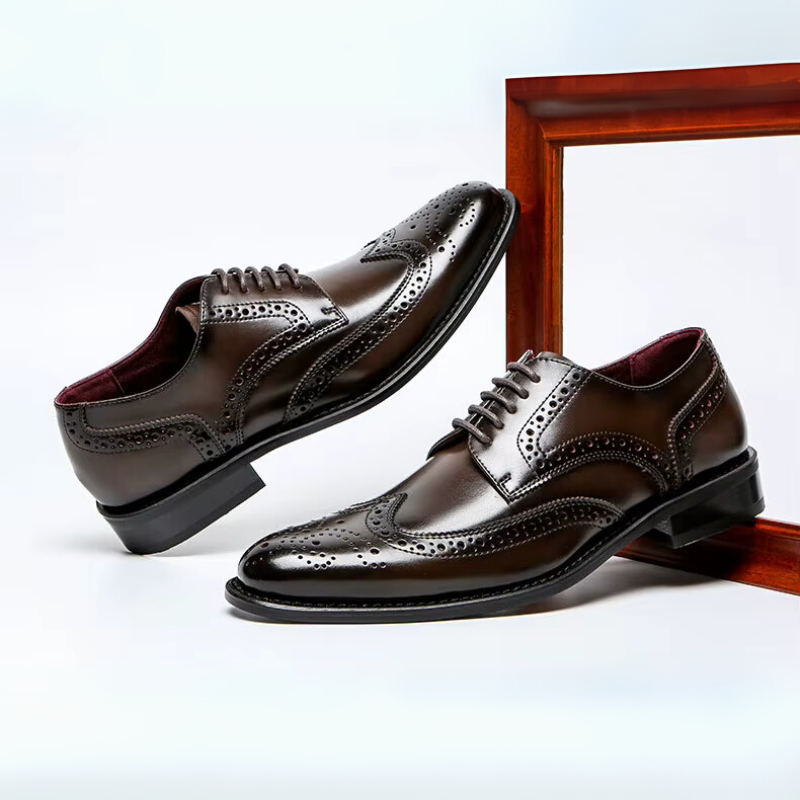 Herren-Leder-Brogue-Anzugschuhe mit gepolsterter Innensohle