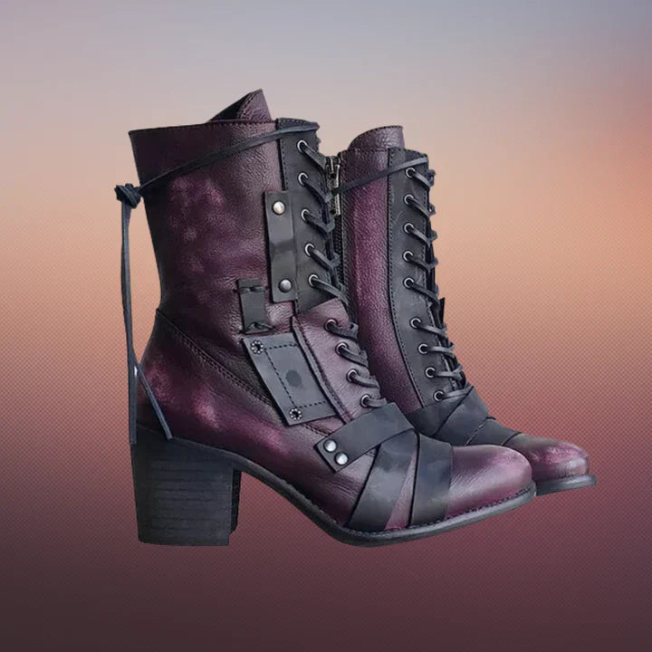 Celina - Wilde retro-motorradstiefel mit dicker sohle