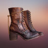 Celina - Wilde retro-motorradstiefel mit dicker sohle