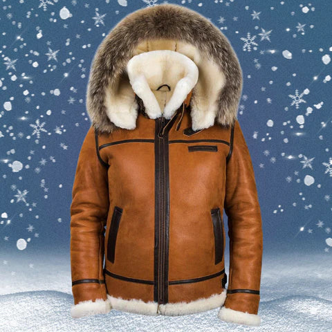 Nathaniel - sheepskin jacket with fur hood