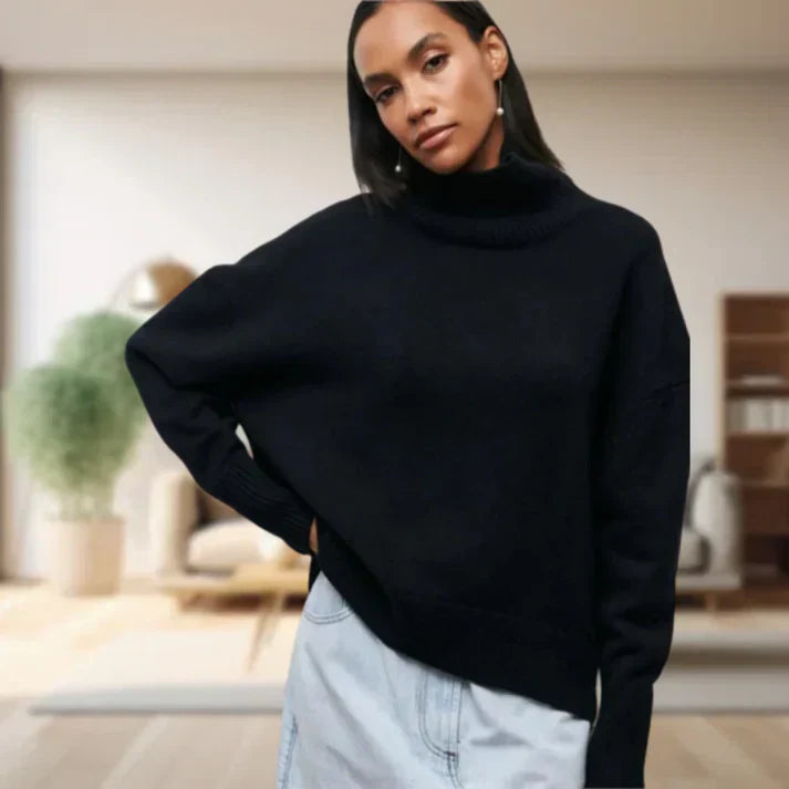 Olive - Klassischer rollkragenpullover für damen