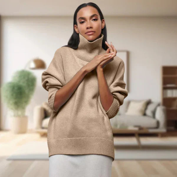 Olive - Klassischer rollkragenpullover für damen