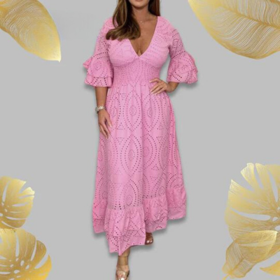 Karina - Kleid mit V-Ausschnitt und floralem Muster