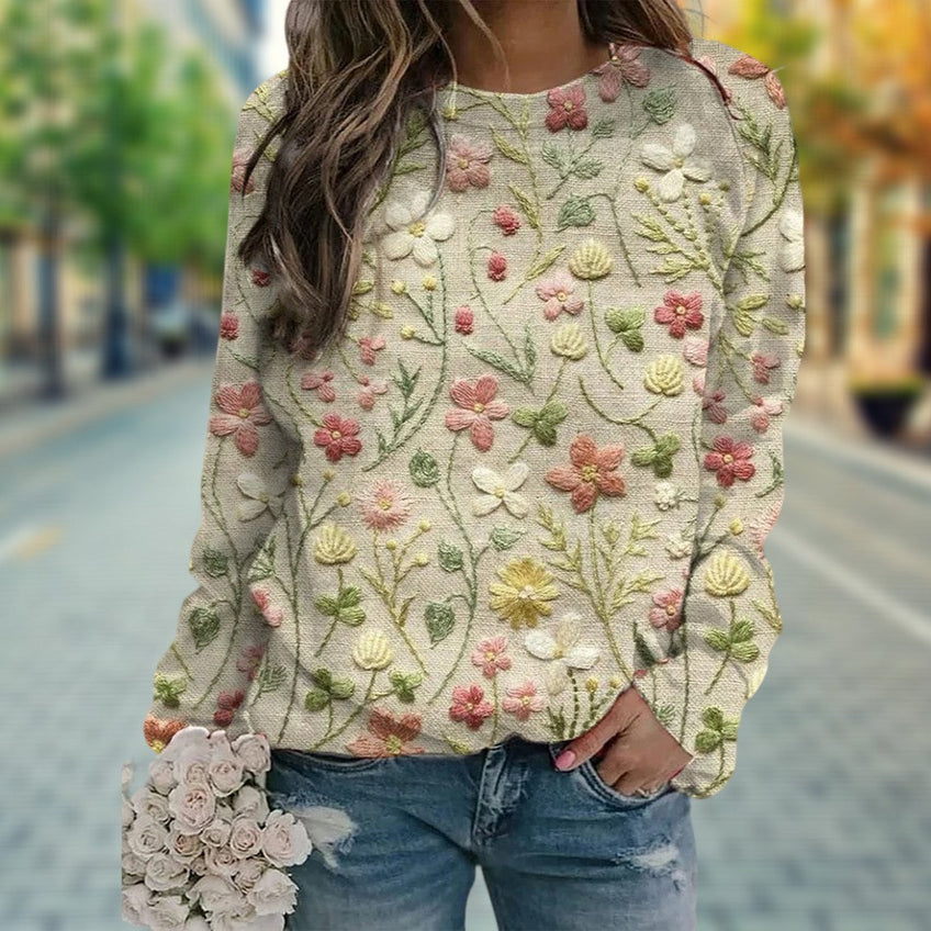 Sheila - Modischer Blumenpullover für Damen