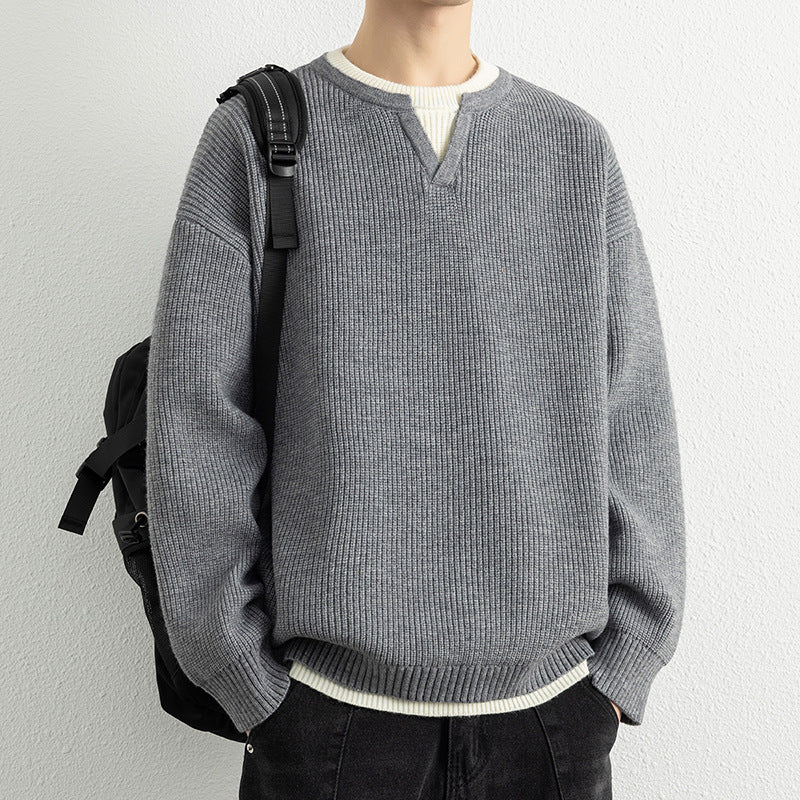 V-Ausschnitt Strickpullover für Herren