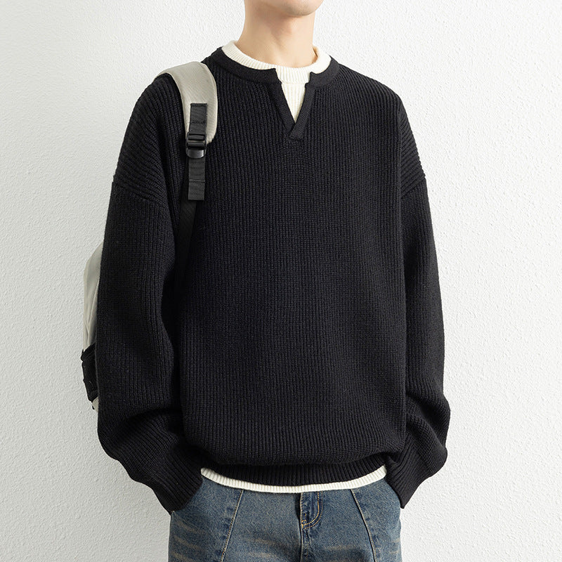 V-Ausschnitt Strickpullover für Herren