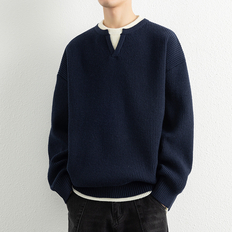 V-Ausschnitt Strickpullover für Herren