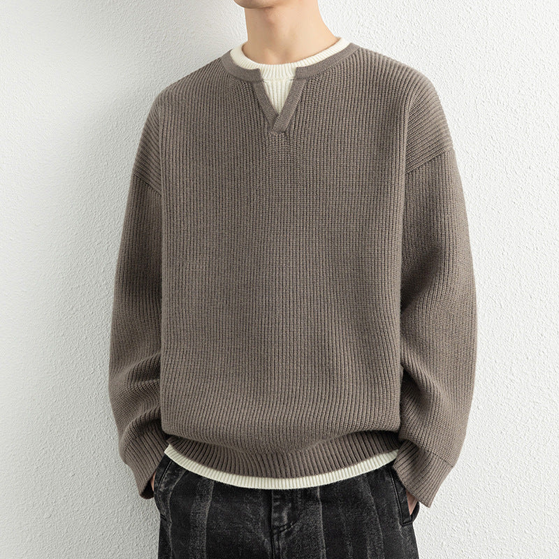 V-Ausschnitt Strickpullover für Herren