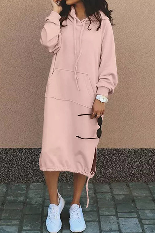 Verlängerter Kapuzenpullover mit Tunnelzug für Damen