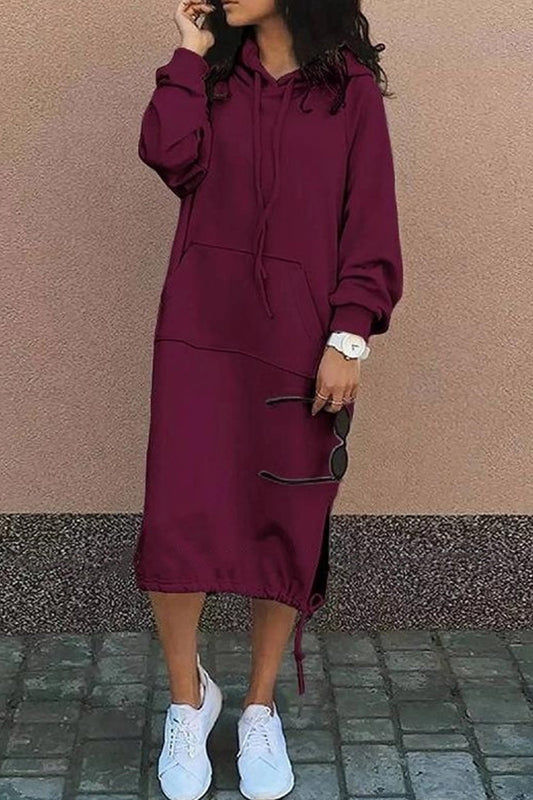 Verlängerter Kapuzenpullover mit Tunnelzug für Damen