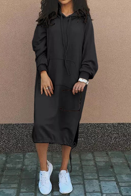 Verlängerter Kapuzenpullover mit Tunnelzug für Damen