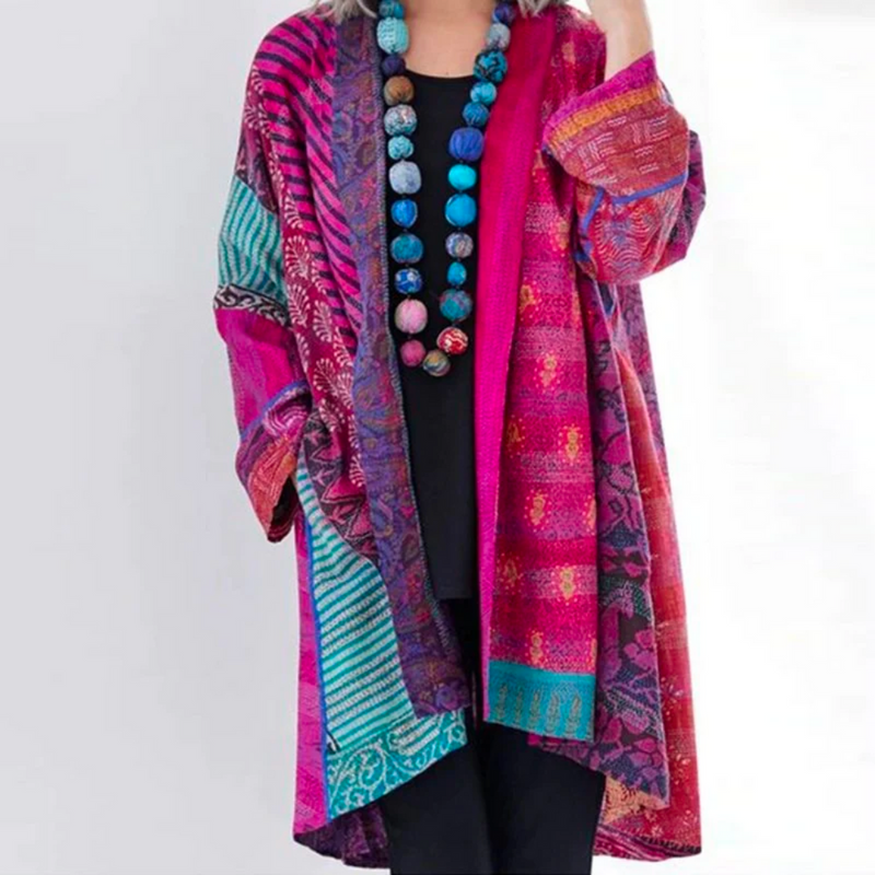 Mehrfarbige Strickjacke für Damen im Vintage-Stil