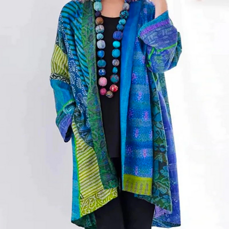 Mehrfarbige Strickjacke für Damen im Vintage-Stil