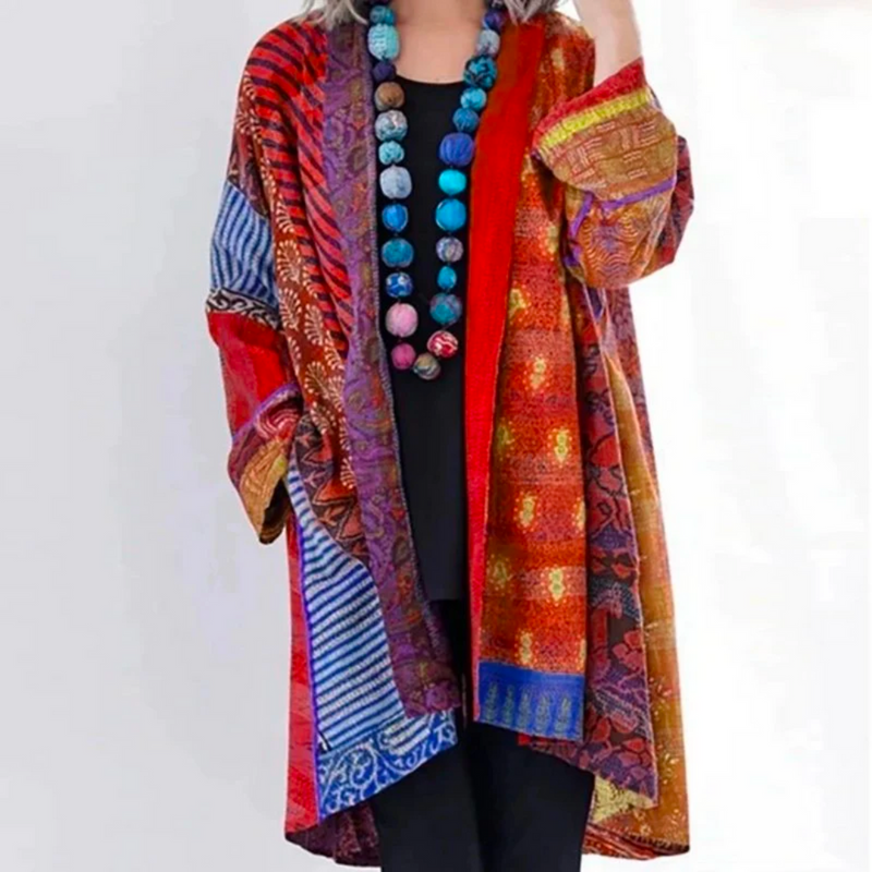 Mehrfarbige Strickjacke für Damen im Vintage-Stil